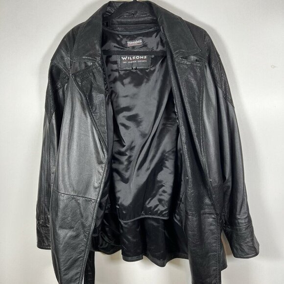 Vintage 1990s Womens Wilsons Leather Trench Biker Thinsulate Jacket Size Large - Picture 7 of 11
